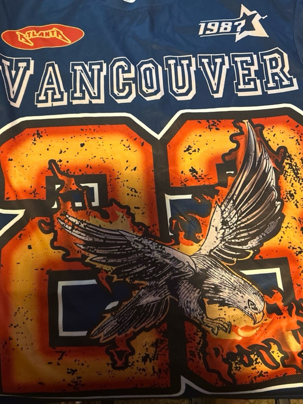 Skechers Vancouver Blue Orange Graphic Jersey with Eagle